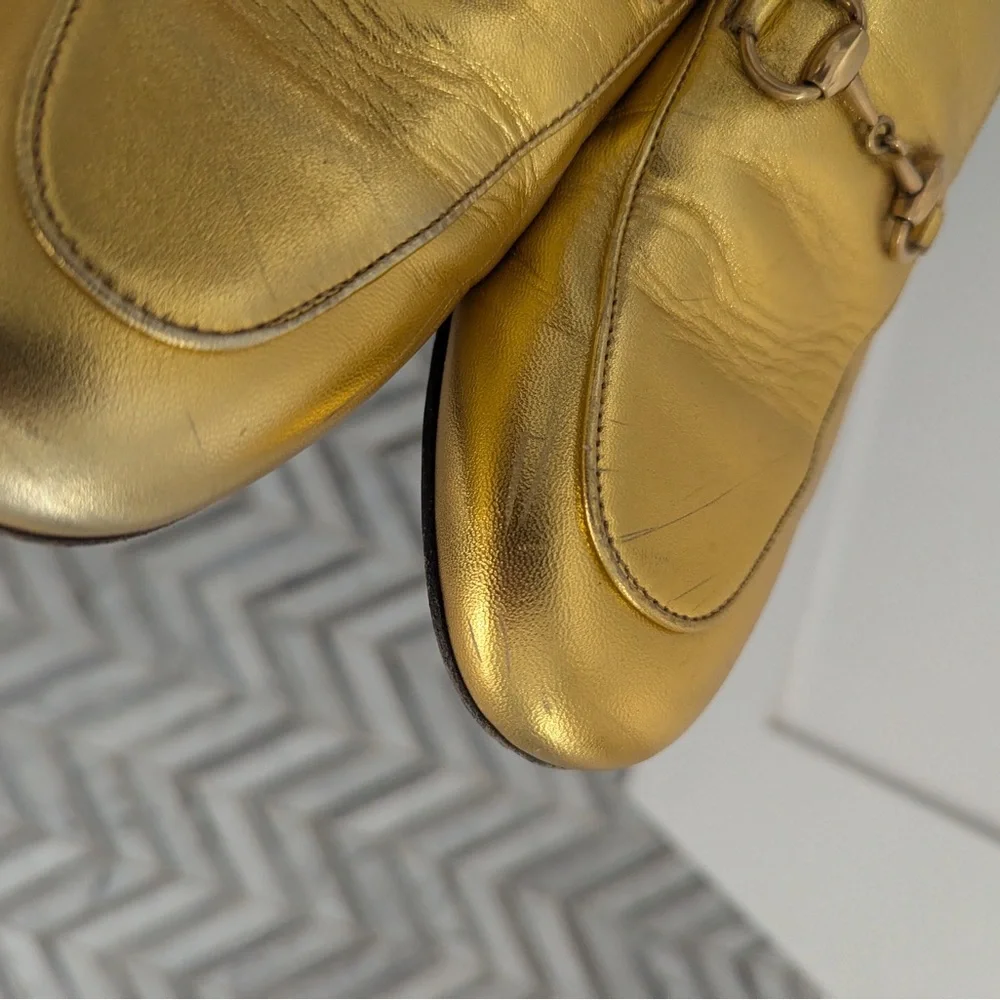 Gucci Gold Leather Princetown mules - Picture 4 of 5